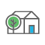 Outline of House with Tree Housing Services Color Logo